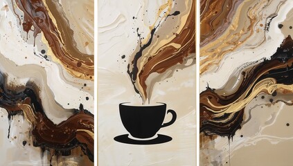 Abstract Coffee Aroma Triptych
