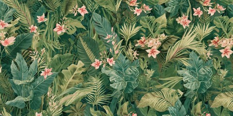 Decorative leaves wallpaper pattern serving as a background for editorial or graphic design