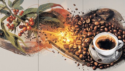 Coffee Bean to Brew Triptych