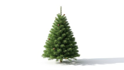 Isolated Christmas tree on a plain white backdrop, used for seasonal display or design