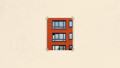 Detailed view of an orange brick apartment building exterior focusing on construction materials and design, building preservation