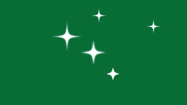 Glowing twinkle stars animation, sparkling fairy dust trails, magic particle bursts, blinking cartoon vector stars, shimmer sparkle lines, sparkling shine effects on green screen background
