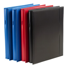 Three colorful ring binders for office categorization