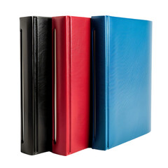 Set of three binders in black blue and red