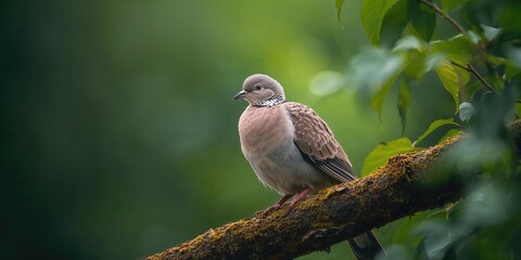 Obraz premium Wood pigeon perched on a branch, natural urban wildlife, urban wildlife awareness day