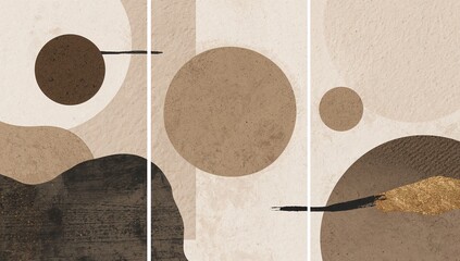 4k Minimalist Modern Coffee Art Triptych