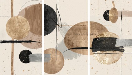 4k Minimalist Modern Coffee Art Triptych