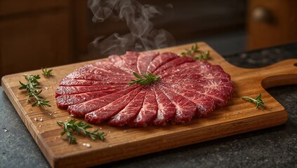 Frozen sliced beef, a key ingredient in prepared meals, highlighting food safety and preservation methods