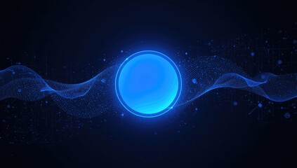 Blue circular shape with a digital wave pattern in a high-tech 3D design, suitable for Big Data interfaces