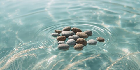 Water with tiny stones visible, ideal for UI backdrop or editorial header, highlighting natural textures