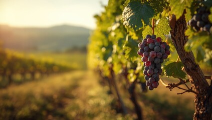 Spanish Tempranillo grapes, harvested for red wine, highlighting ripeness and regional traits