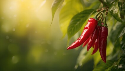 Detailed view of red chilli pods emphasizing their vibrant color and surface texture, ideal for culinary layout backgrounds, International Chili Day