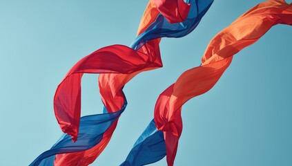 Close-up of vibrant multi-colored banners, ideal for celebration decoration backgrounds