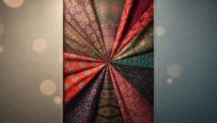 Decorative sewn patterns on vibrant textile fabric serving as a backdrop for textile design and craftsmanship