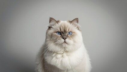 Fototapeta premium Elegant cat with icy blue eyes, ideal for animal portrait layouts or veterinary themes