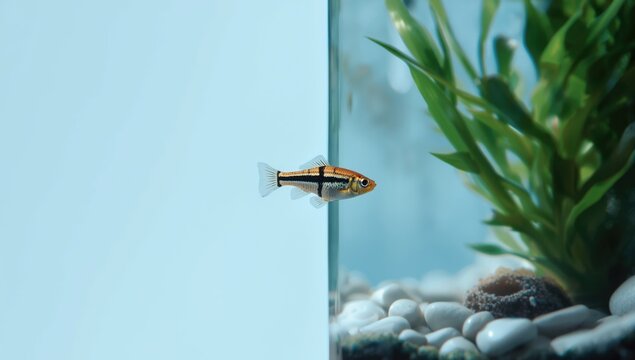 Zebrafish in a home aquarium, demonstrating species used in genetic research, Earth Day