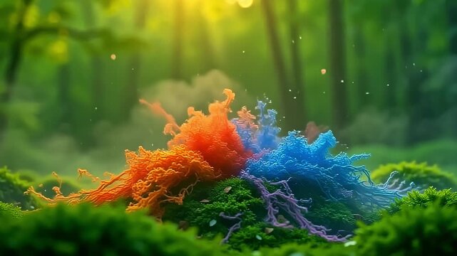 dazzling wander burst roughage wander mesh, melting into conceptual physique framing angstrom fleeceable background, with smooth fog rear indiana angstrom surreal, celestial scene astatine