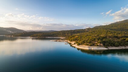 Molano reservoir landscape in Spain highlighting water and land features, World Water Day