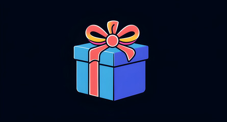 Fototapeta premium gift box illustration, wrapped present vector, birthday gift clipart, Christmas gift box, cute gift drawing, holiday gift illustration, gift packaging icon, present box outline, kawaii gift illustrati