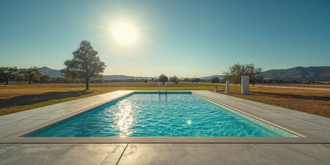 Concrete-finished in-ground swimming pool, emphasizing structural stability and cleaning ease