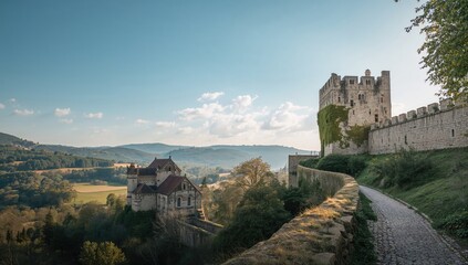 Old castle and abbey with weathered stone walls, illustrating architectural heritage and erosion risk