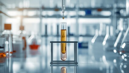 Scientific equipment involving a dropper adding liquid to a test tube, highlighting laboratory maintenance practices