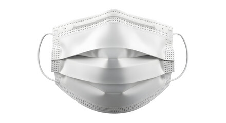 A white surgical face mask on a black background for health and safety