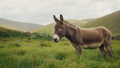 Farm animal resting in a grassy field on Inishmore, Aran Islands, Galway, Ireland, highlighting rural livestock management
