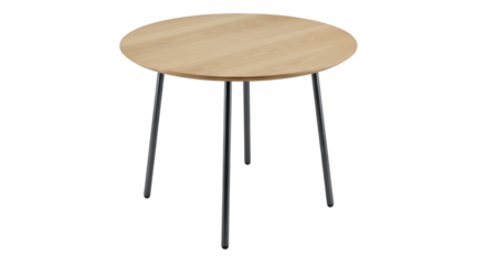 Round Light Wood Table with Three Dark Legs furniture