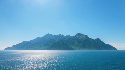 Mountain and ocean scenery, ideal for editorial header background, Earth Day