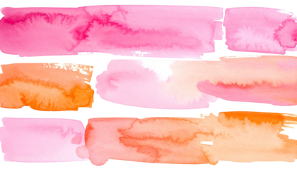 Abstract watercolor block composition featuring gradients of pink, orange, and peach