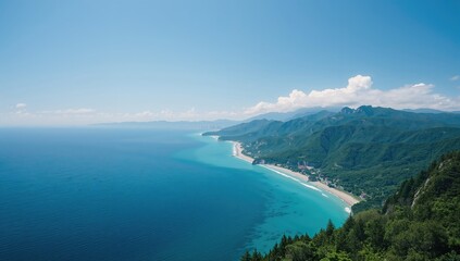Obraz premium Bird's-eye perspective of Japan shoreline emphasizing erosion and climate impact, Earth Day