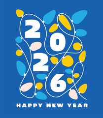 Happy New Year Modern Calligraphy Vector Art Illustration.