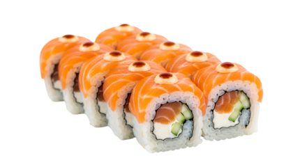 Salmon Sushi Rolls with Cream Cheese and Cucumber maki