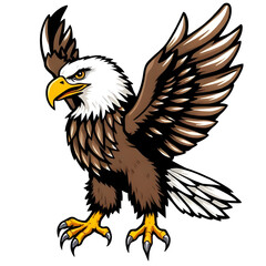 Obraz premium bald, eagle, american, bird, raptor, predator, wildlife, animal, nature, flying, wings, soar, fierce, strong, majestic, freedom, national, symbol, usa, patriotic, vector, illustration, cartoon, drawin