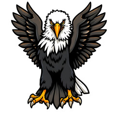 Obraz premium bald, eagle, american, bird, raptor, predator, wildlife, animal, nature, flying, wings, soar, fierce, strong, majestic, freedom, national, symbol, usa, patriotic, vector, illustration, cartoon, drawin
