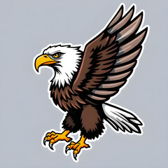 Obraz premium bald, eagle, american, bird, raptor, predator, wildlife, animal, nature, flying, wings, soar, fierce, strong, majestic, freedom, national, symbol, usa, patriotic, vector, illustration, cartoon, drawin