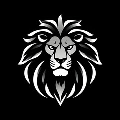 Fototapeta premium lion head vector, lion face illustration, wild animal emblem, roaring lion design, king of jungle icon, feline head artwork, majestic lion graphic, vector lion silhouette, tribal lion head, detailed l