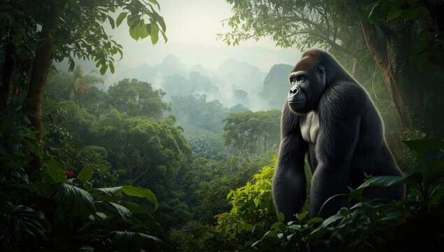 Mountain gorillas in the rainforest, illustrating wildlife conservation activities