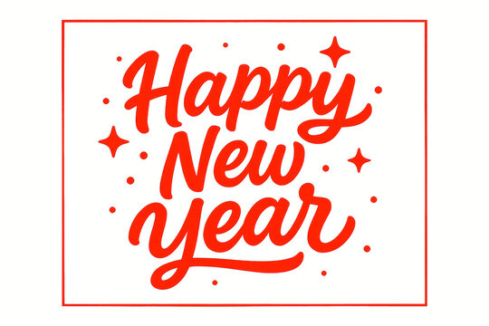 Happy New Year Greeting with Bold Red Typography and Minimal Festive Design