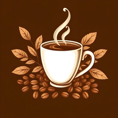 Obraz premium cup, coffee, beans, cafe, espresso, aroma, caffeine, roasted, brew, mug, latte, mocha, drink, hot, warm, steam, crema, foam, barista, grind, fresh, bitter, rich, dark, gourmet, classic, cozy, breakfas