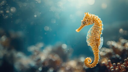 Seahorse underwater portrait highlighting natural habitat for conservation awareness