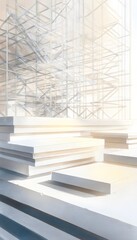 Obraz premium Modern construction materials watercolor illustration serene minimalist design concept building textures