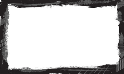 black brush ink painting blank border picture artistic gruge graphic element
