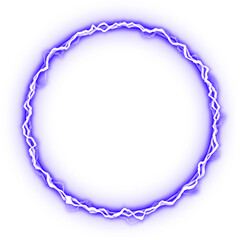 Circle blue electric lightning energy effect isolated on white background	