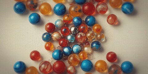Obraz premium Marble spheres in various hues forming a textured background for creative layouts or editorial designs