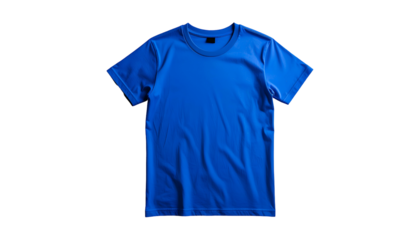 Royal blue crew neck t-shirt isolated on black background, crisp and clean