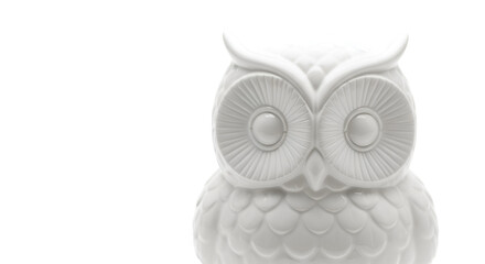 White Ceramic Owl Figurine on Black Background sculpture