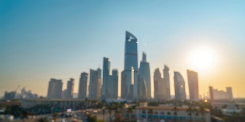 Naklejka premium Riyadh city skyline with modern towers, urban density, urban planning, World Cities Day