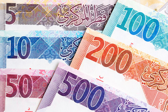 Qatari riyal a closeup business background